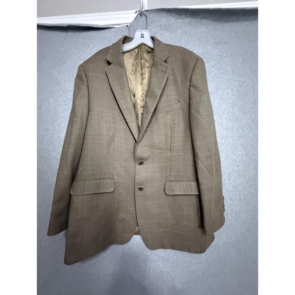 Ralph Ralph Lauren Blazer Sport Coat Mens 44L Brown Silk Wool Check Tweed Jacket